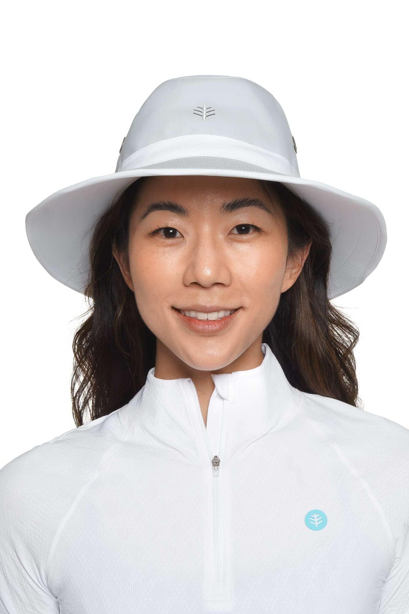 Coolibar Wide Brim Golf Hat - UPF 50+ Sun Protection - Matchplay in Silver/White - Image 3